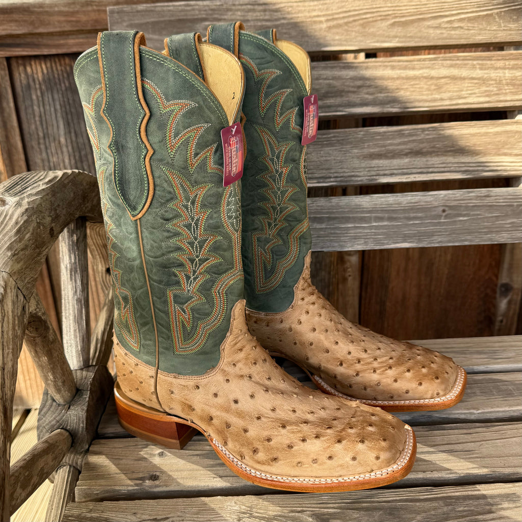 New Justin Chisholm Men’s Full Quill Ostrich Cowboy Boots
