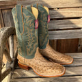New Justin Chisholm Men’s Full Quill Ostrich Cowboy Boots