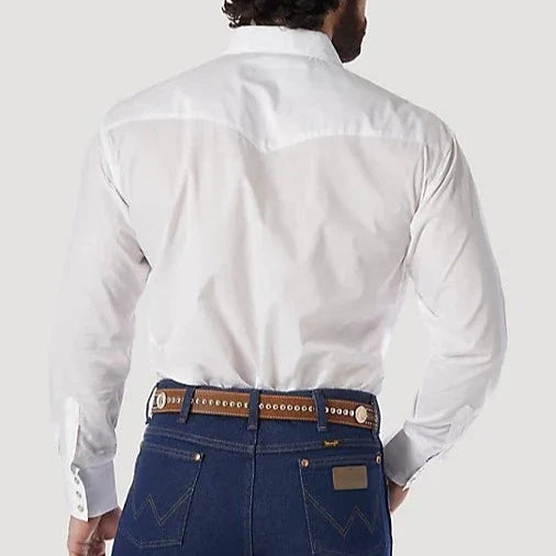 New Wrangler Men’s White Pearl Snap Western Shirt