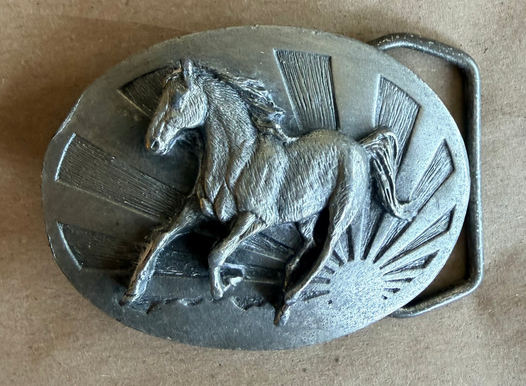 Vintage 1986 Siskiyou U-15 Running Horse Western Belt Buckle