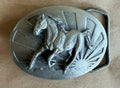 Vintage 1986 Siskiyou U-15 Running Horse Western Belt Buckle