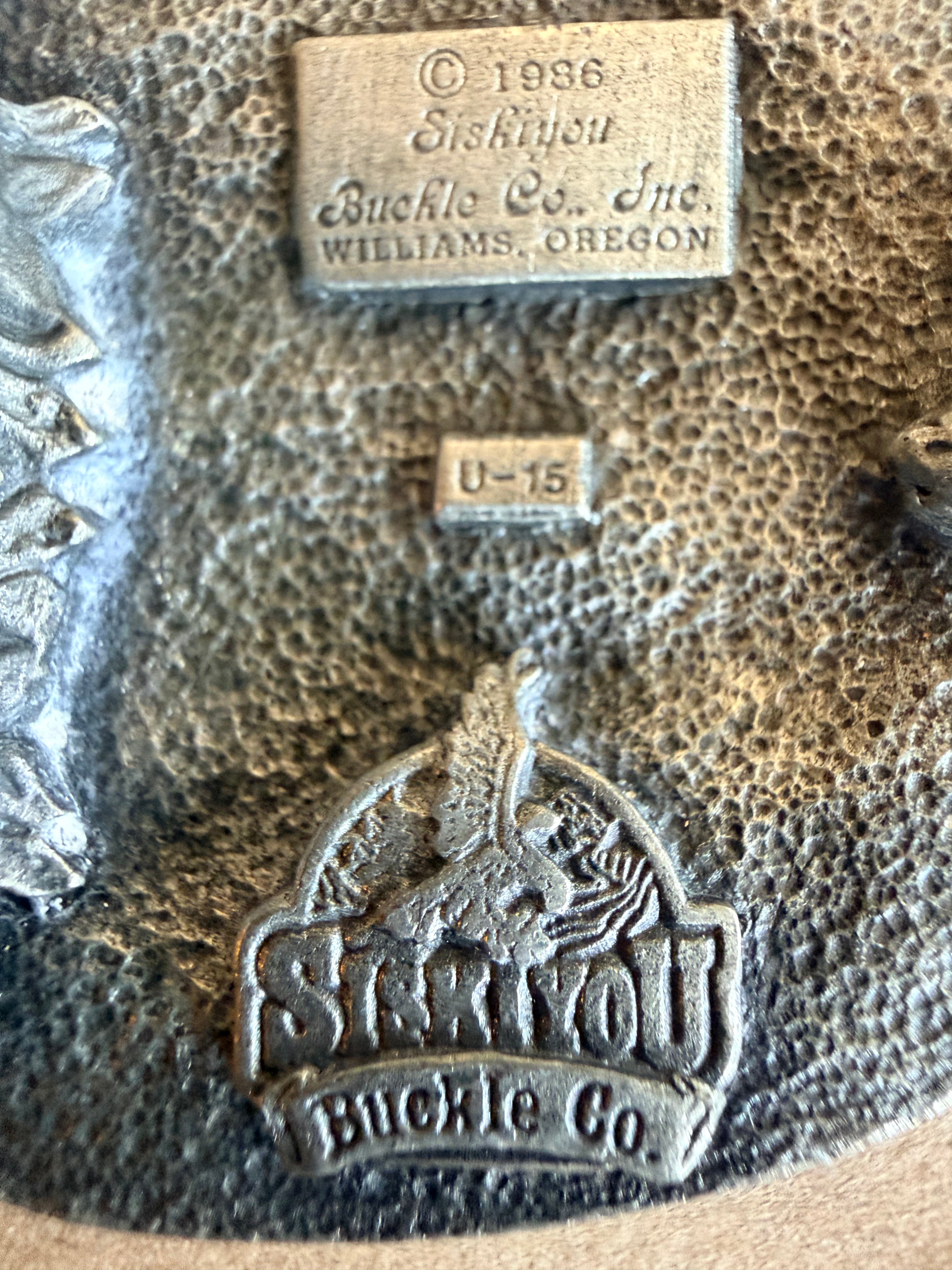 Vintage 1986 Siskiyou U-15 Running Horse Western Belt Buckle