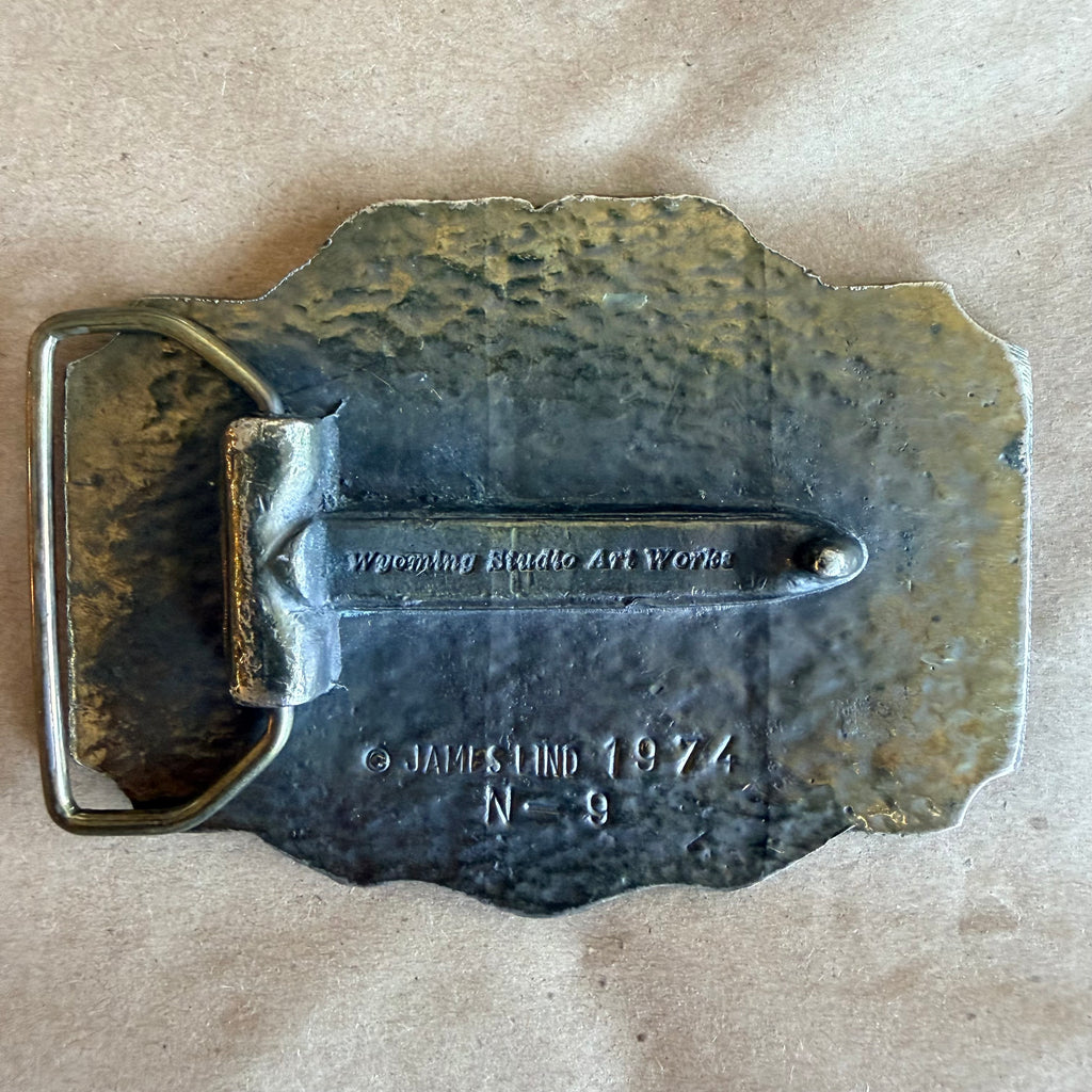 Vintage 1974 James Lind N-9 Buck Deer Western Belt Buckle
