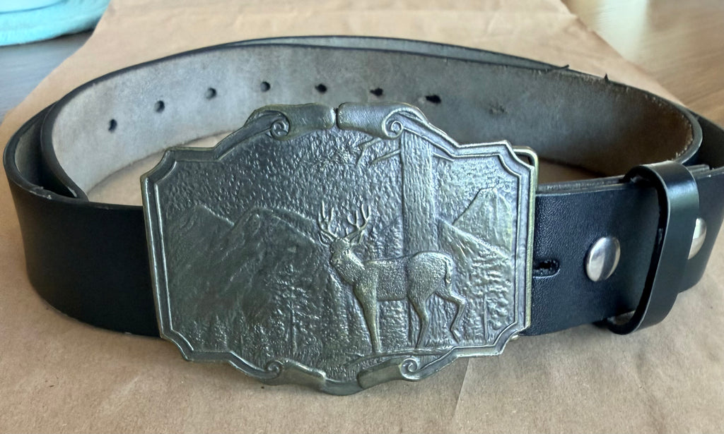 Vintage 1974 James Lind N-9 Buck Deer Western Belt Buckle