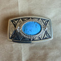 Pre-Owned Southwestern-Style Belt Buckle with Turquoise-Color Cabochon