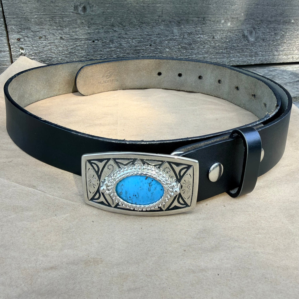 Pre-Owned Southwestern-Style Belt Buckle with Turquoise-Color Cabochon