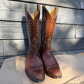 Pre-Owned P’s by Ferrini Men’s Brown Smooth Ostrich Cowboy Boots – Size 9D