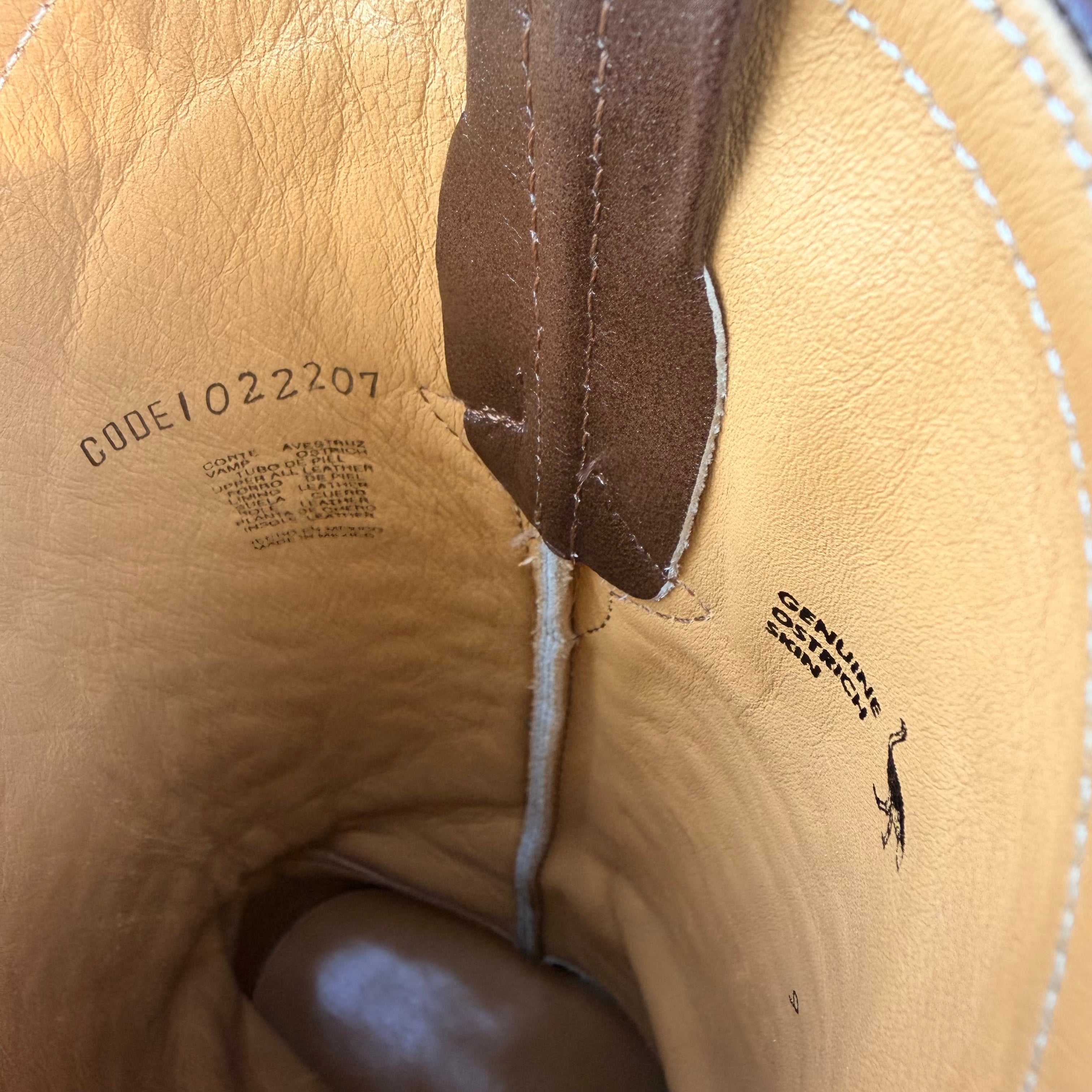 Pre-Owned P’s by Ferrini Men’s Brown Smooth Ostrich Cowboy Boots – Size 9D