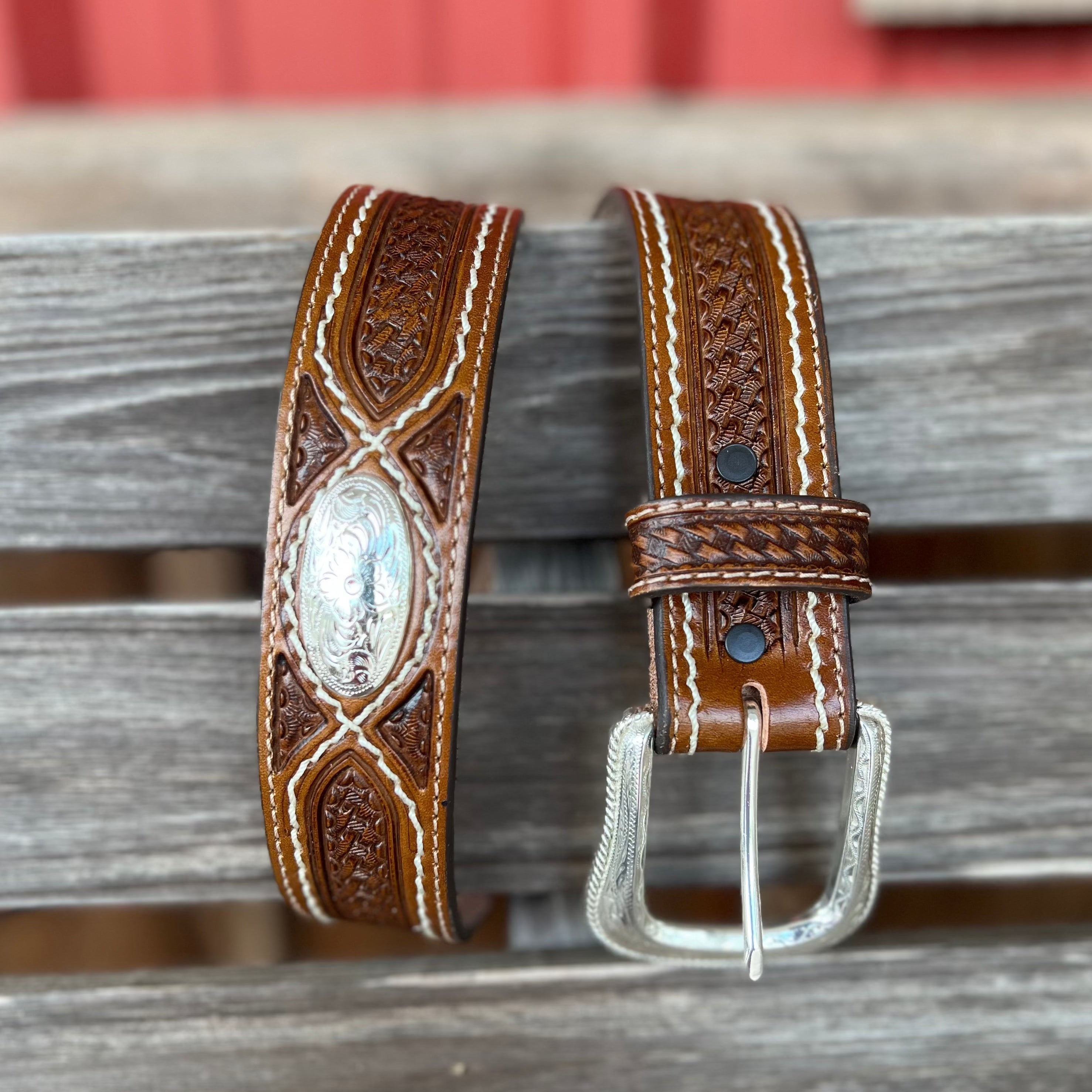 New Tony Lama Cross Creek Men’s Western Leather Belt
